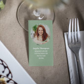 Green Modern Photo QR Code Custom Visitekaartje