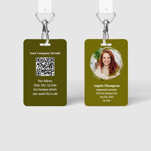 Green Modern Photo QR Code Employee Badge