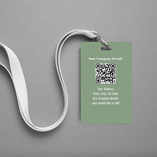 Green Modern Photo QR Code Employee Badge