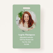 Green Modern Photo QR Code Employee Badge (Voorkant)