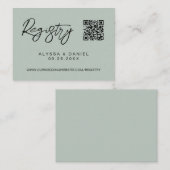 Green Modern QR code wedding registry custom Informatiekaartje (Voorkant / Achterkant)
