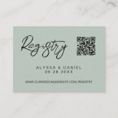 Green Modern QR code wedding registry custom Informatiekaartje (Voorkant)