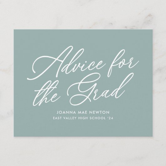Green Modern Script-Afstuderen Advieskaart (Voorkant)