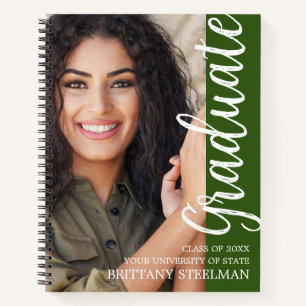 Green Modern Script Graduation Party Gastboek Notitieboek