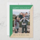 Green Modern Slant Holiday Photo Flat Kaart (Voorkant)