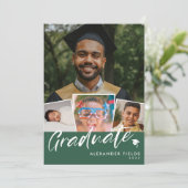 Green Modern Snapshot Collage Afstuderen Kaart (Staand voorkant)