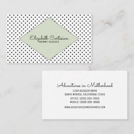 Green Modern Stars Visitekaartje Contactkaartje (Voorkant / Achterkant)