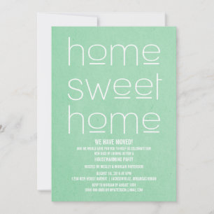 Green Modern Sweet Home Housewarming Party Kaart