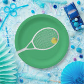 Green Modern Tennis Ball White Racket Papieren Bordje (Feest)