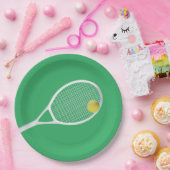 Green Modern Tennis Ball White Racket Papieren Bordje (Feest)