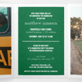 Green Modern Textured Photo Afstuderen Drieluik Uitnodiging (Binnenkant midden)