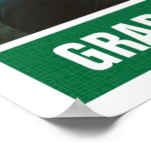 Green Modern Textured Photo Afstuderen Poster (Hoek)