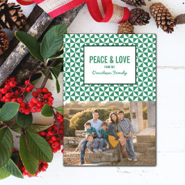 Green Modern Triangles Holiday Photo Card Kaart