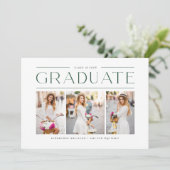 Green Modern Typography Photo Collage Afstuderen Kaart (Staand voorkant)
