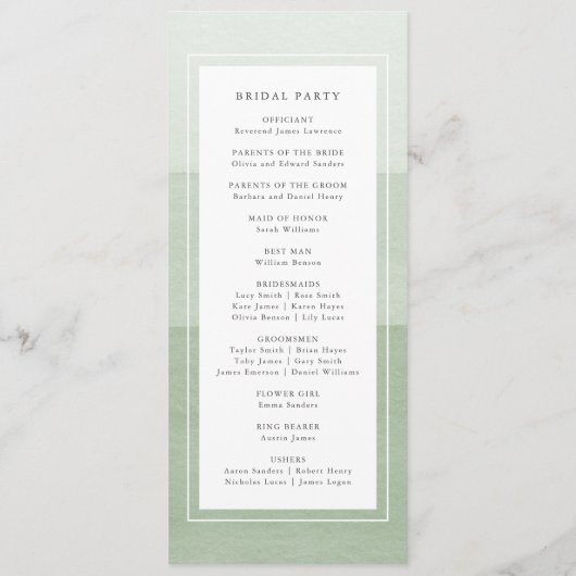 Green Modern Wedding Programmakaart (Achterkant)