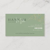 Green | Moderne Elegant Tropical QR Code Visitekaartje (Achterkant)