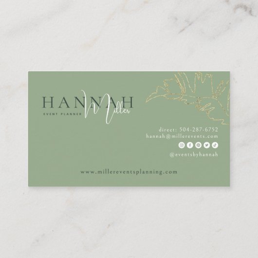 Green | Moderne Elegant Tropical QR Code Visitekaartje (Achterkant)