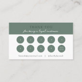 Green | Moderne Elegante Minimalistische Loyalitei Visitekaartje (Achterkant)
