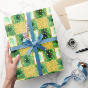 Green   Moderne faux glitter & opaal Cadeaupapier