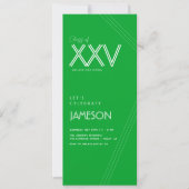 Green | Moderne Klasse van XXV Graduation Party Kaart (Voorkant)