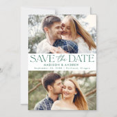 Green | Moderne typografie 2 Foto slaat de datum o Magnetische Uitnodiging (Voorkant)