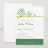 Green Moma en Baby Owls-baby doucheuitnodigingen Kaart (Voorkant / Achterkant)
