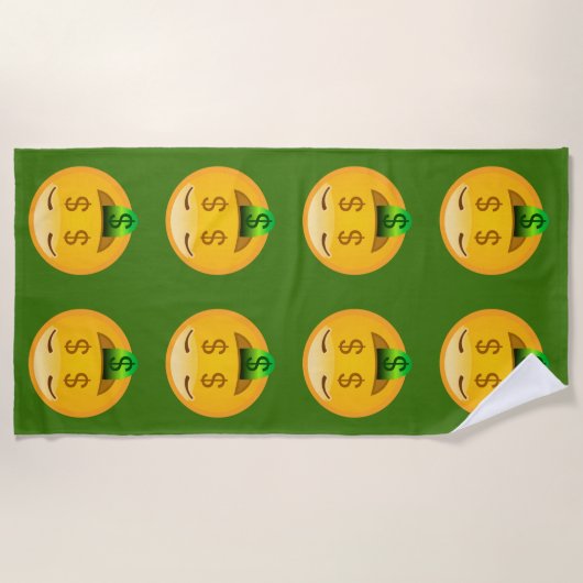 Green Money Emoji Bath/Beach Towel Strandlaken (Voorkant)