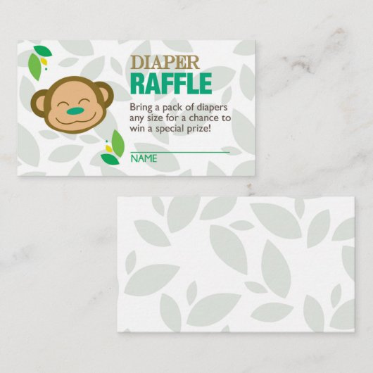 Green Monkey Luier Raffle Ticket Informatiekaartje (Voorkant / Achterkant)