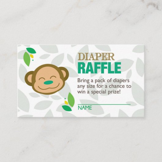 Green Monkey Luier Raffle Ticket Informatiekaartje (Voorkant)