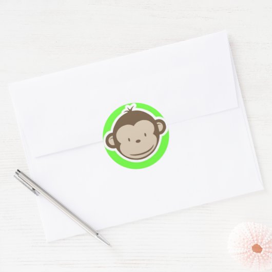 Green Monkey Ronde Sticker (Envelop)