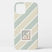 Green Monogram Abstract Modern Tan Case-Mate iPhone Case (Achterkant)