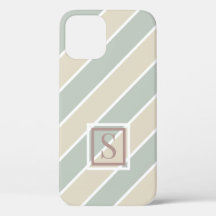 Green Monogram Abstract Modern Tan