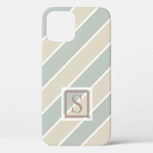 Green Monogram Abstract Modern Tan Case-Mate iPhone Case