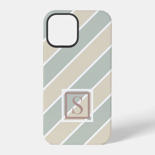 Green Monogram Abstract Modern Tan iPhone Hoesje (Achterkant)