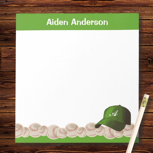 Green Monogram Baseball Hat Notitieblok