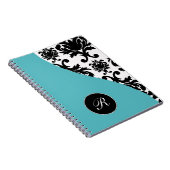 Green Monogram Damask-laptopjournaal Notitieboek (Rechterzijde)