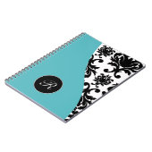 Green Monogram Damask-laptopjournaal Notitieboek (Linkerzijde)