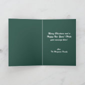 Green Monogram Family Foto Collage Kerstmis Kaart (Binnen)