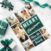 Green Monogram Family Foto Collage Kerstmis Kaart