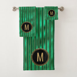 Green Monogram Holiday Bad Handdoek