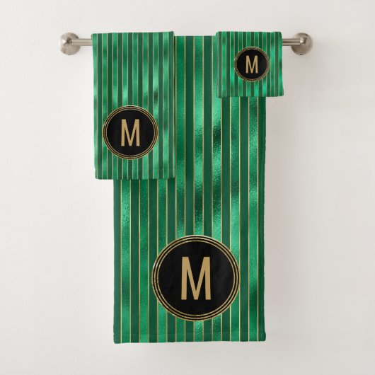 Green Monogram Holiday Bad Handdoek (Insitu)