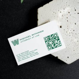 GREEN MONOGRAM LINE QR LAWYER ACCOUNTANT VISITEKAARTJE