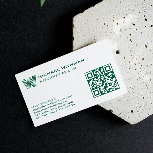 GREEN MONOGRAM LINE QR LAWYER ACCOUNTANT VISITEKAARTJE