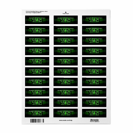 Green Monogram Return Address Label (Full Sheet)