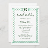 Green Monogrammed Birthday Invitation Kaart (Voorkant / Achterkant)