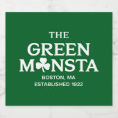 Green Monsta Boston Green Monstah Baseball Gift Bier Etiket (Enkel label)