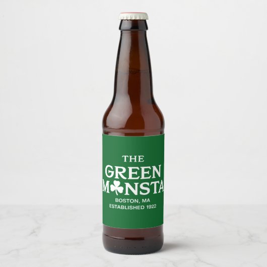 Green Monsta Boston Green Monstah Baseball Gift Bier Etiket (Voorkant)