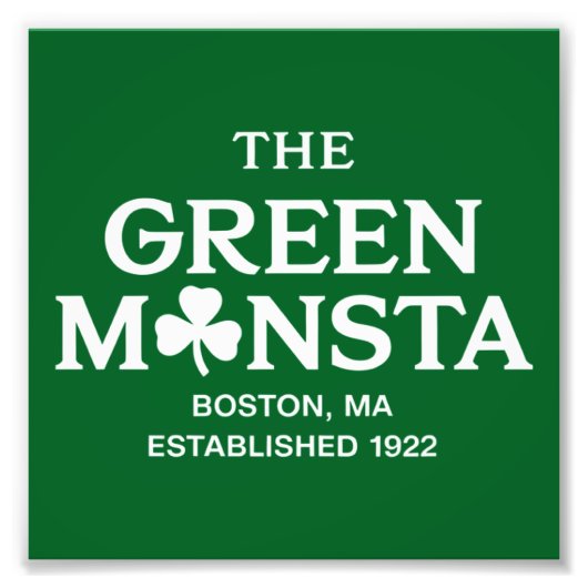 Green Monsta Boston Green Monstah Baseball Gift Foto Afdruk (Voorkant)