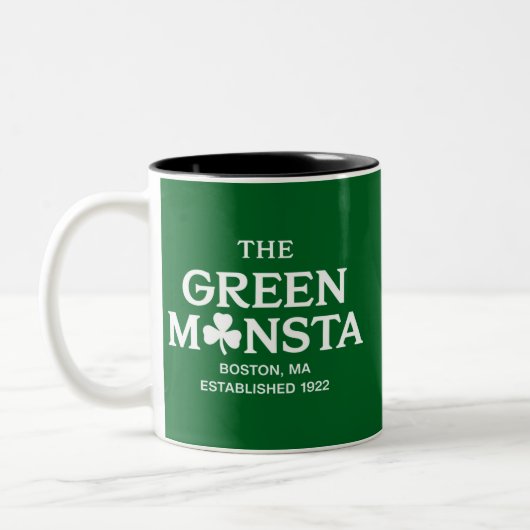 Green Monsta Boston Green Monstah Baseball Gift Tweekleurige Koffiemok (Links)