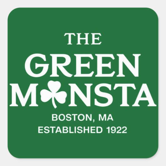 Green Monsta Boston Green Monstah Baseball Gift Vierkante Sticker (Voorkant)